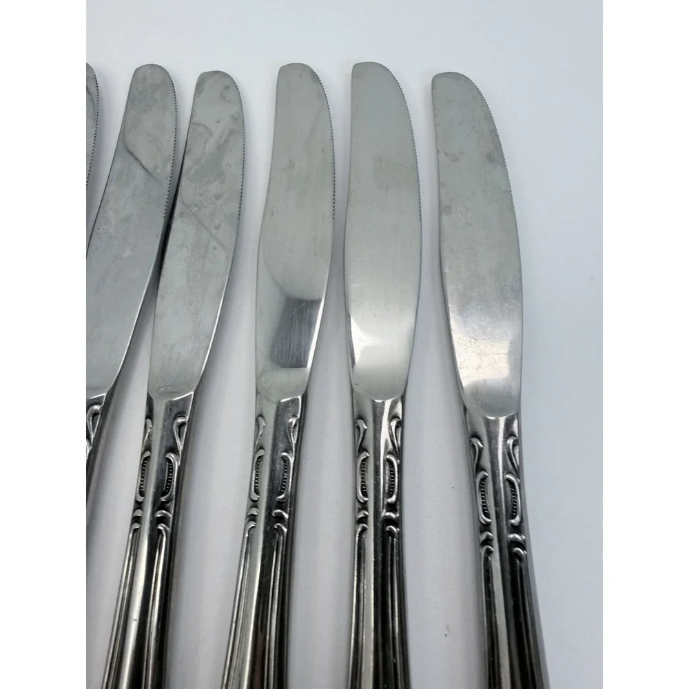 Stanley Roberts DYNASTY Stainless 5 Petal Flower - Set of 7 Dinner Knives